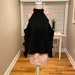 Olivaceous Cold-Shoulder Blouse